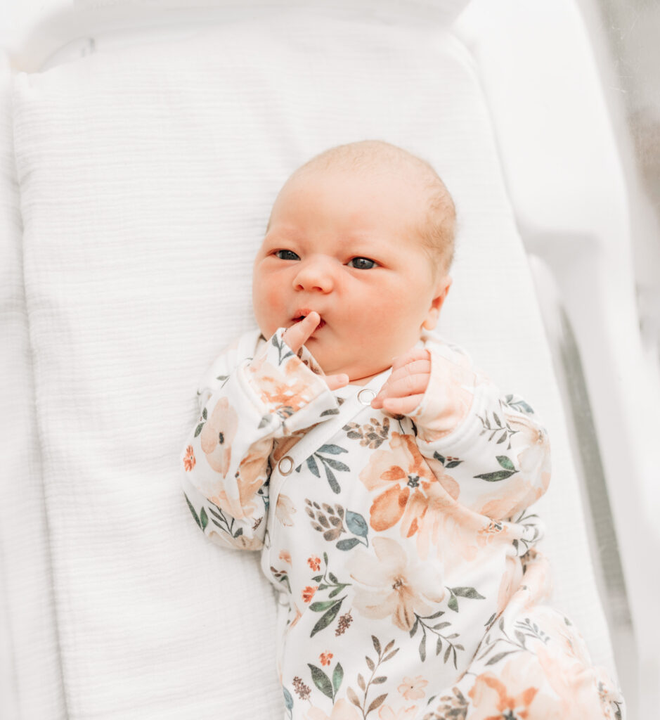 Newborn baby in the hospital bassinet, image taken by Vanessa Montano Photography - a bay area labor and delivery photographer.
