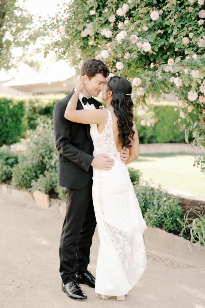 Luxury wedding ceremony under oak trees Beaulieu Garden Napa Valley