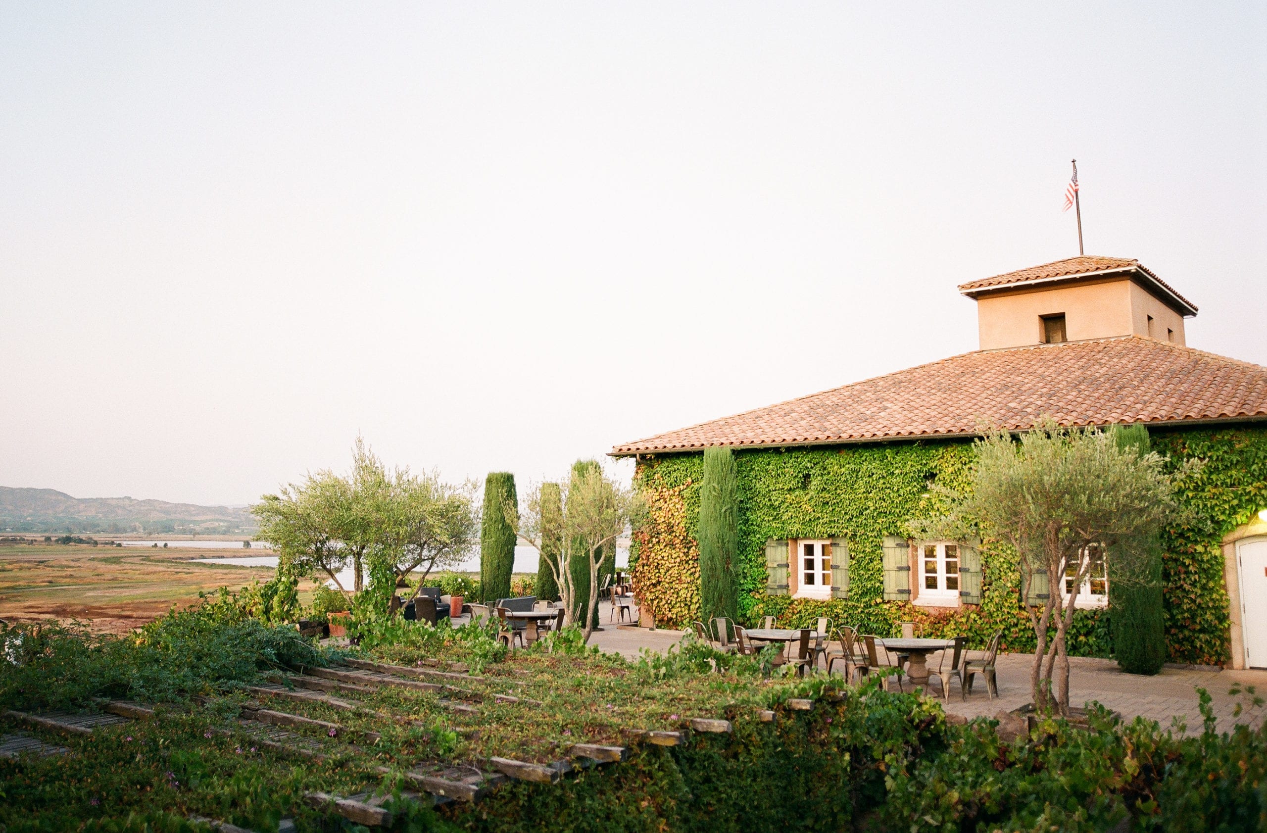 Tuscan style vineyard wedding ceremony Viansa Sonoma wine country