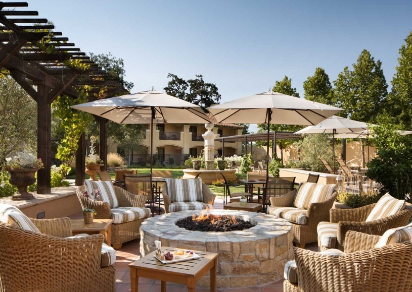 intimate Yountville wedding reception Napa Valley Lodge courtyard