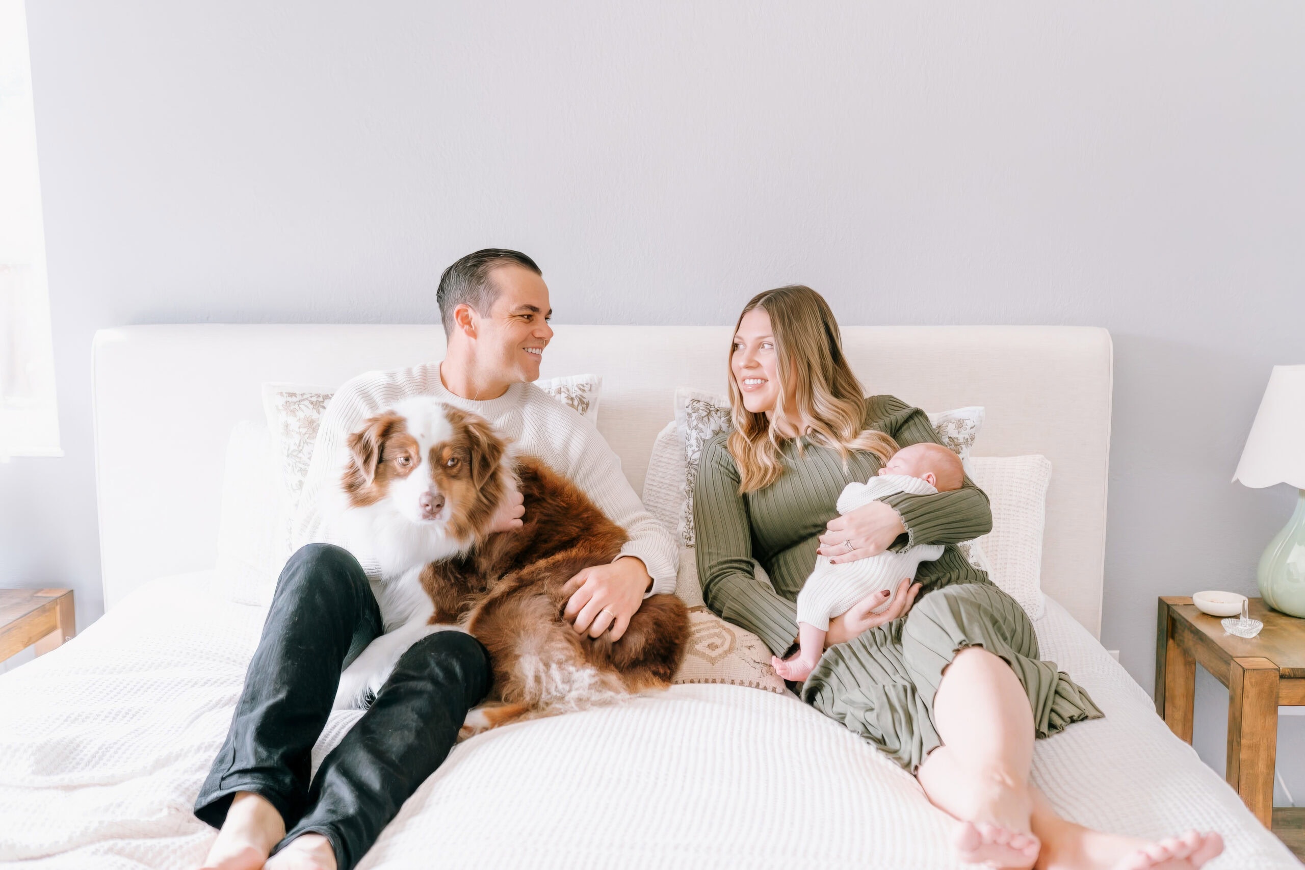 Newborn photos at home in Dublin CA with neutral tones
