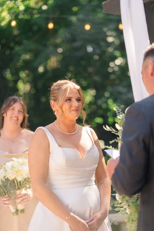 Emotional wedding moment during ceremony at The Old Homestead East Bay wedding venue