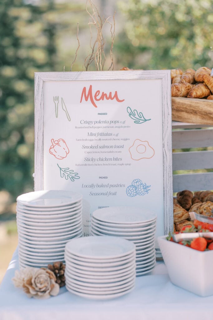 Elegant wedding menu card for Livermore wine country celebration by Vanessa Montano Photography