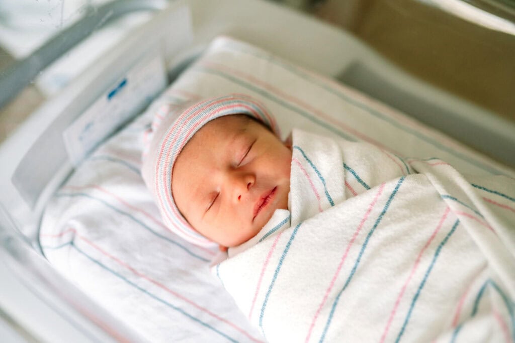 Newborn baby photographed during a Fresh 48 hospital session by Bay Area hospital newborn photographer Vanessa Montano